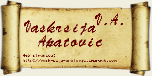 Vaskrsija Apatović vizit kartica